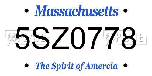 5SZ0778 Massachusetts License Plate