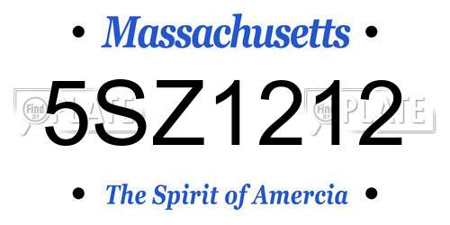 5SZ1212 Massachusetts License Plate