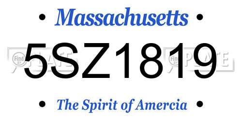 5SZ1819 Massachusetts License Plate