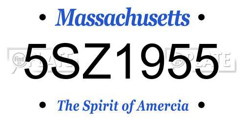 5SZ1955 Massachusetts License Plate