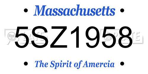 5SZ1958 Massachusetts License Plate