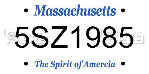 5SZ1985 Massachusetts License Plate