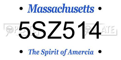 5SZ514 Massachusetts License Plate