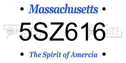 5SZ616 Massachusetts License Plate