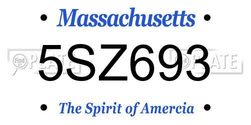 5SZ693 Massachusetts License Plate