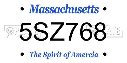 5SZ768 Massachusetts License Plate