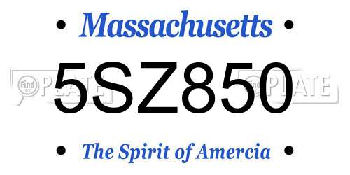 5SZ850 Massachusetts License Plate