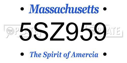 5SZ959 Massachusetts License Plate
