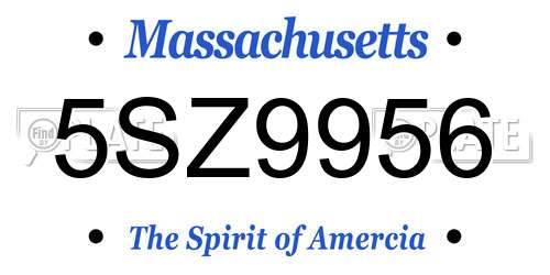 5SZ9956 Massachusetts License Plate