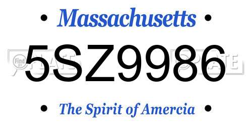5SZ9986 Massachusetts License Plate