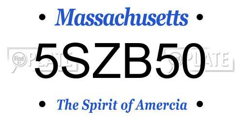 5SZB50 Massachusetts License Plate