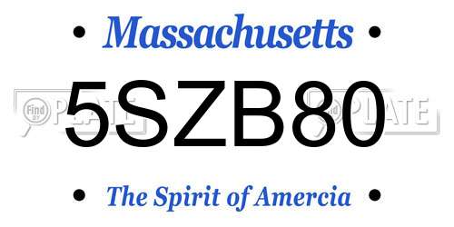 5SZB80 Massachusetts License Plate