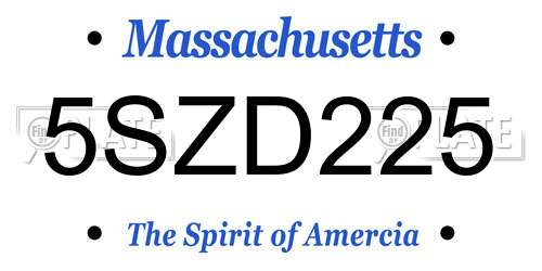5SZD225 Massachusetts License Plate