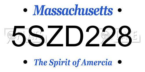 5SZD228 Massachusetts License Plate