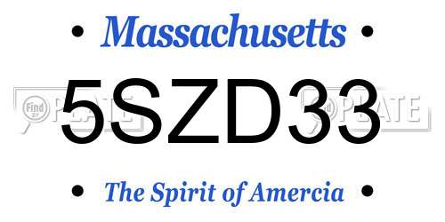 5SZD33 Massachusetts License Plate