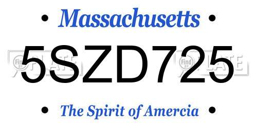 5SZD725 Massachusetts License Plate