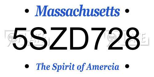 5SZD728 Massachusetts License Plate