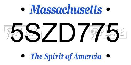 5SZD775 Massachusetts License Plate
