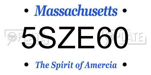 5SZE60 Massachusetts License Plate