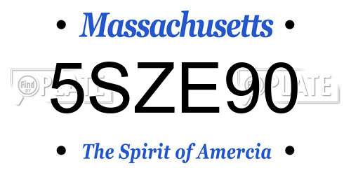 5SZE90 Massachusetts License Plate