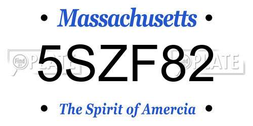 5SZF82 Massachusetts License Plate