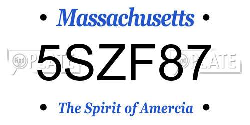 5SZF87 Massachusetts License Plate