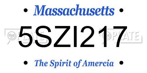 5SZI217 Massachusetts License Plate