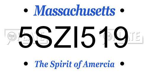 5SZI519 Massachusetts License Plate
