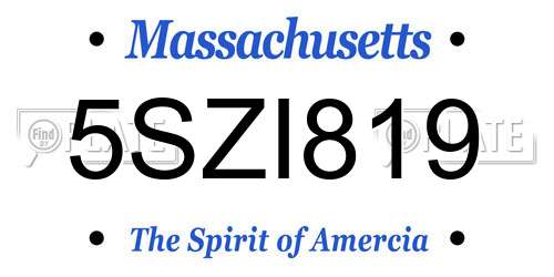 5SZI819 Massachusetts License Plate