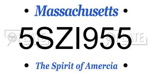 5SZI955 Massachusetts License Plate