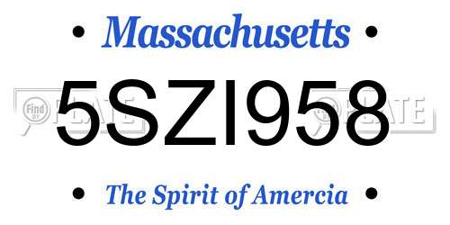 5SZI958 Massachusetts License Plate