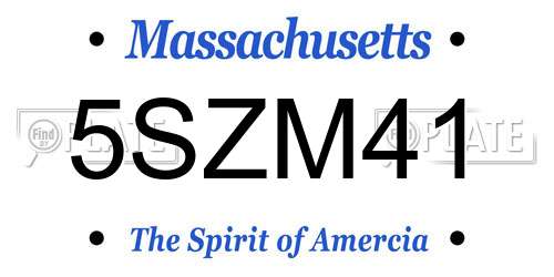 5SZM41 Massachusetts License Plate