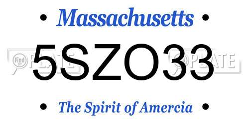 5SZO33 Massachusetts License Plate