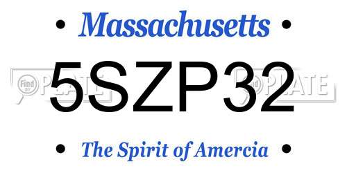 5SZP32 Massachusetts License Plate