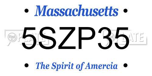 5SZP35 Massachusetts License Plate