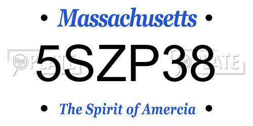 5SZP38 Massachusetts License Plate