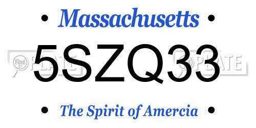 5SZQ33 Massachusetts License Plate