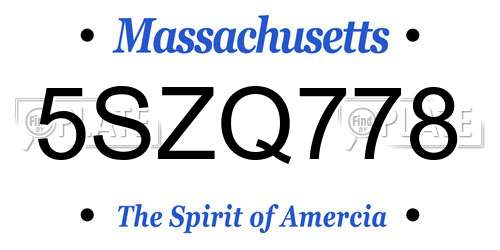 5SZQ778 Massachusetts License Plate