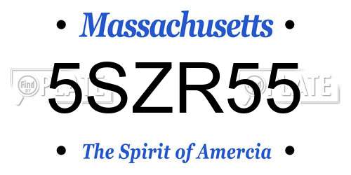 5SZR55 Massachusetts License Plate