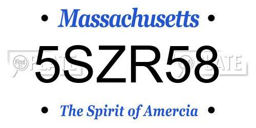 5SZR58 Massachusetts License Plate