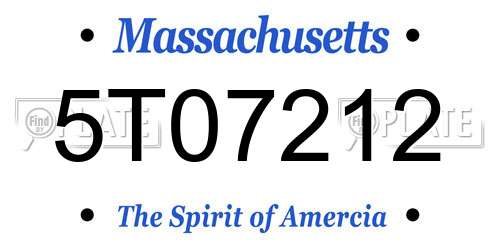 5T07212 Massachusetts License Plate