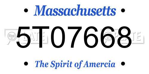 5T07668 Massachusetts License Plate