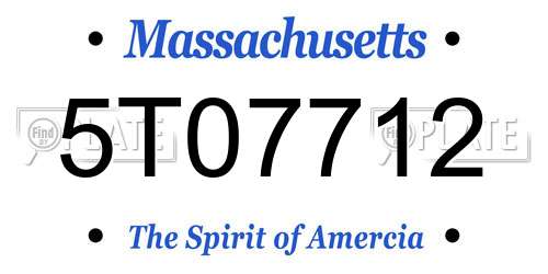 5T07712 Massachusetts License Plate