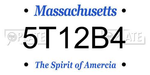 5T12B4 Massachusetts License Plate