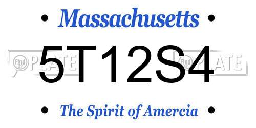 5T12S4 Massachusetts License Plate