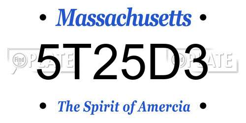 5T25D3 Massachusetts License Plate