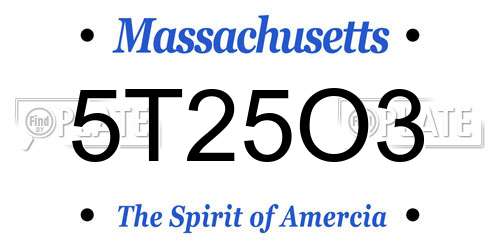 5T25O3 Massachusetts License Plate