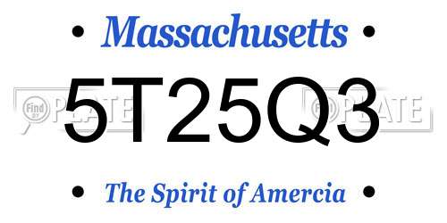 5T25Q3 Massachusetts License Plate