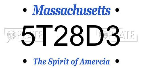 5T28D3 Massachusetts License Plate