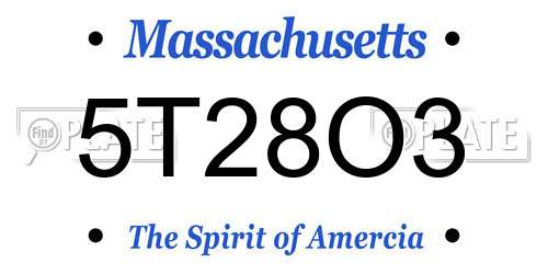 5T28O3 Massachusetts License Plate